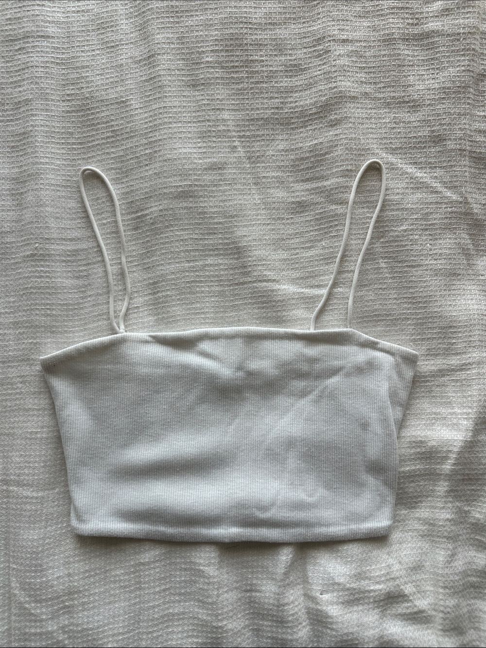 White Spaghetti Strap Crop Top - Women